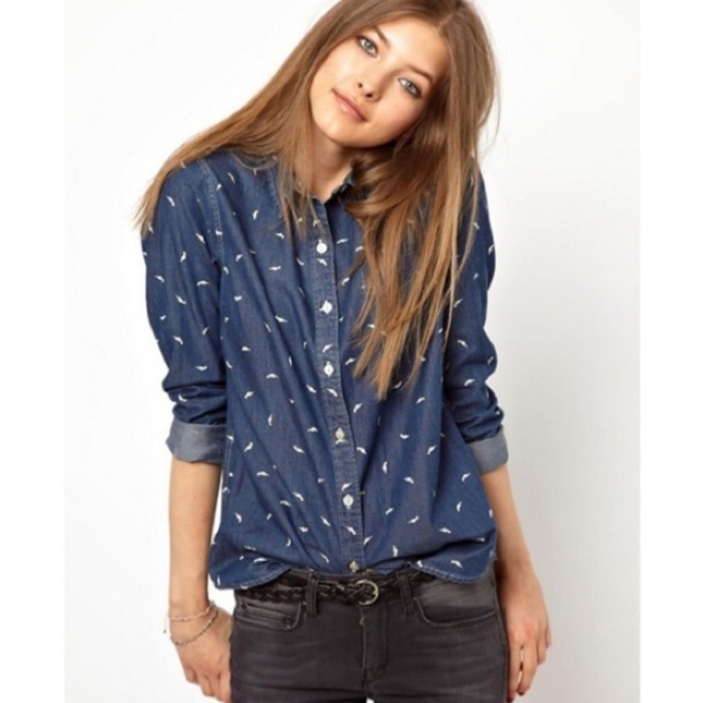 Gun pistol print Maison Scotch chambray shirt